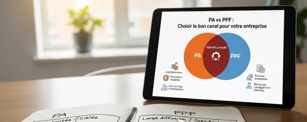Tableau comparatif : PA vs PPF, quel canal choisir pour votre TPE/PME — pa