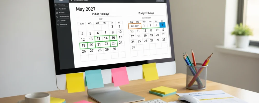 Ponts et congés optimisés : impact RH et paie pour les entreprises en mai 2027 — Jours fériés mai 2027