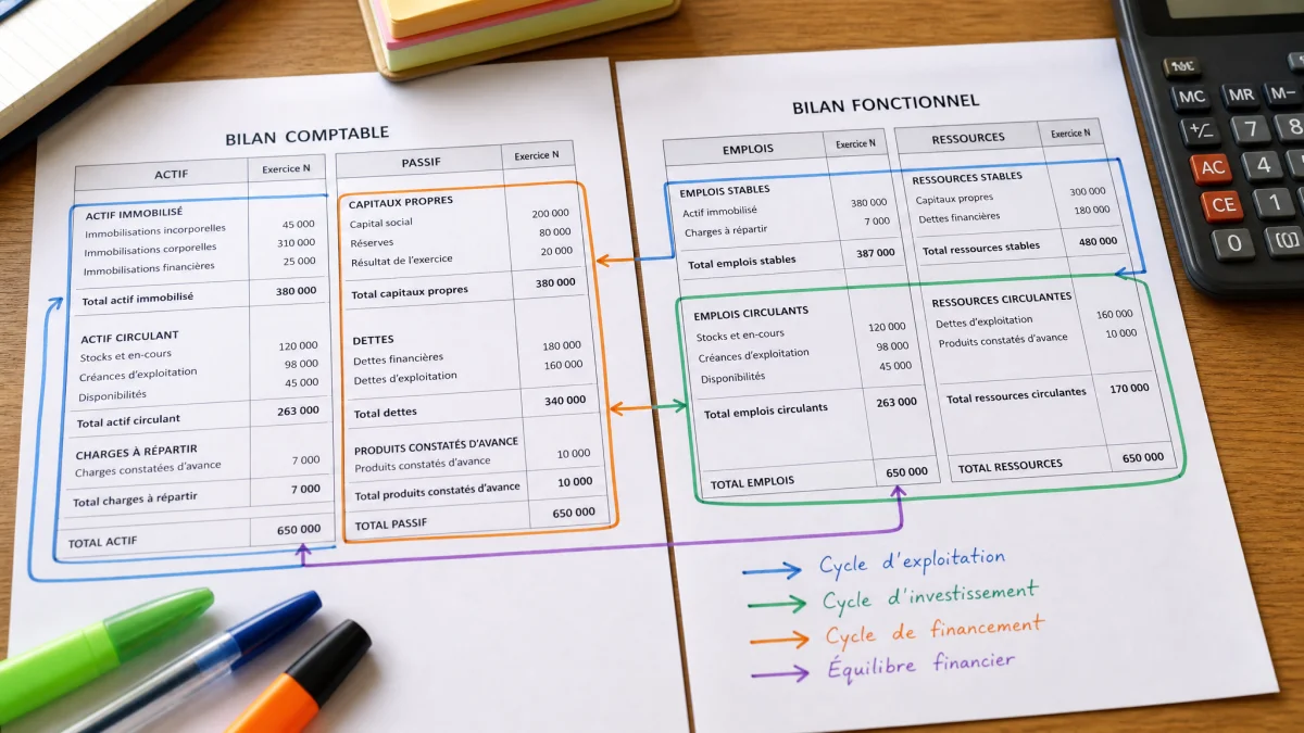 Bilan fonctionnel : définition et différence avec le bilan comptable — bilan fonctionnel