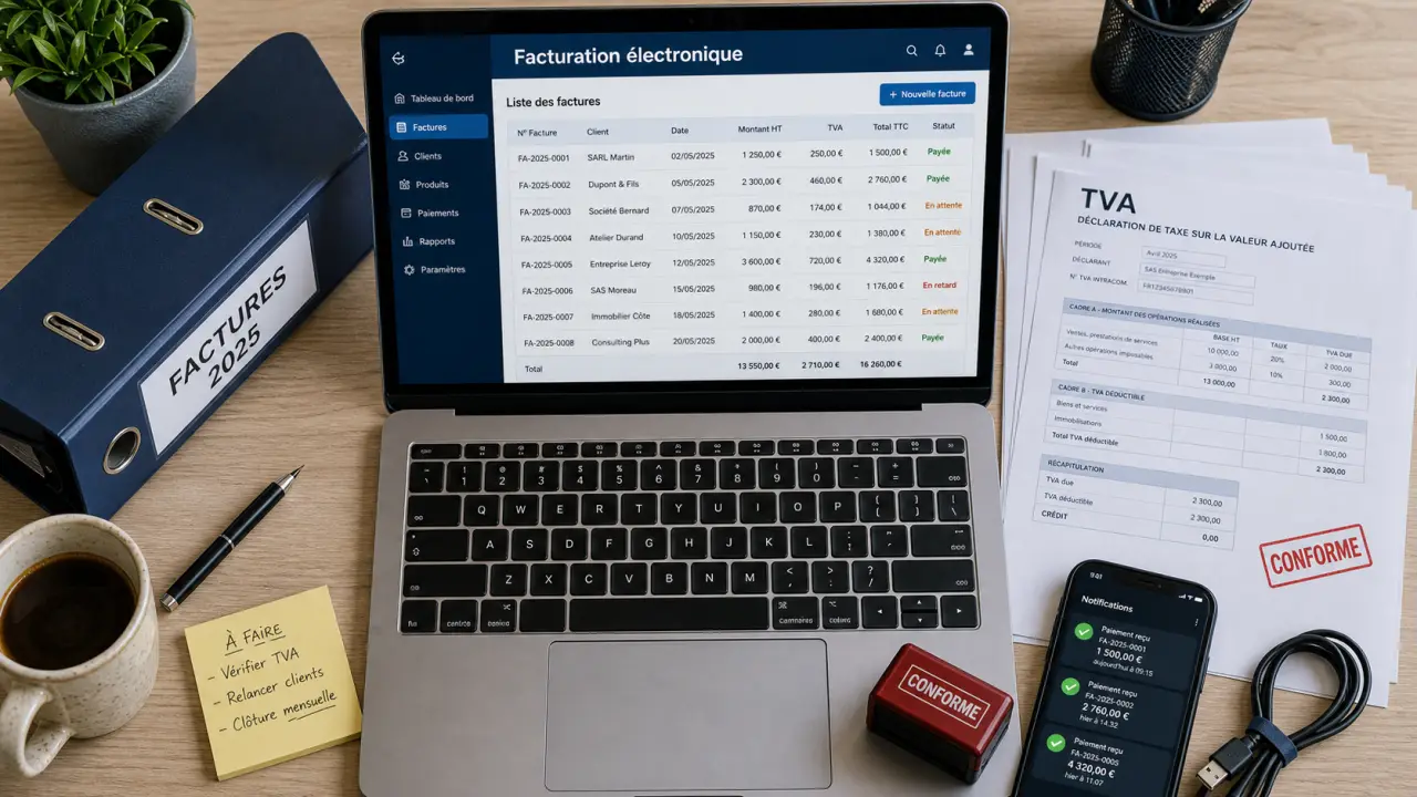 Logiciel de facturation obligatoire : conformité fiscale, automatisation et trésorerie mieux suivie 1 Logiciel de facturation obligatoire pour conformité fiscale et TVA
