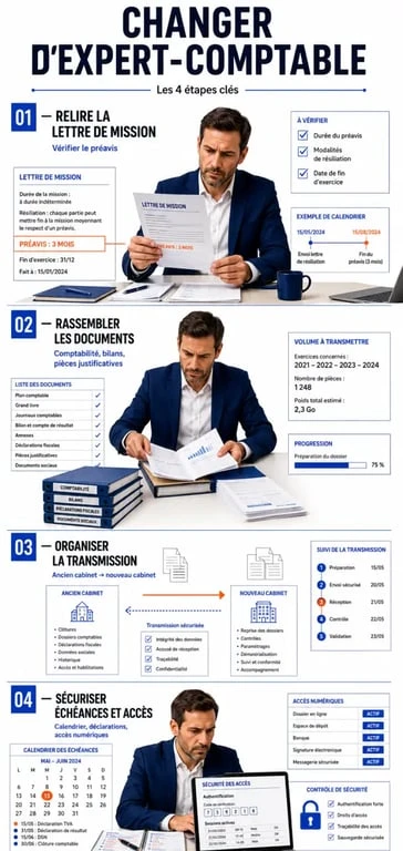 Changer d’expert-comptable : 4 réflexes pour sécuriser la transition 2 Étapes pour savoir comment changer d’expert-comptable sans interrompre la comptabilité