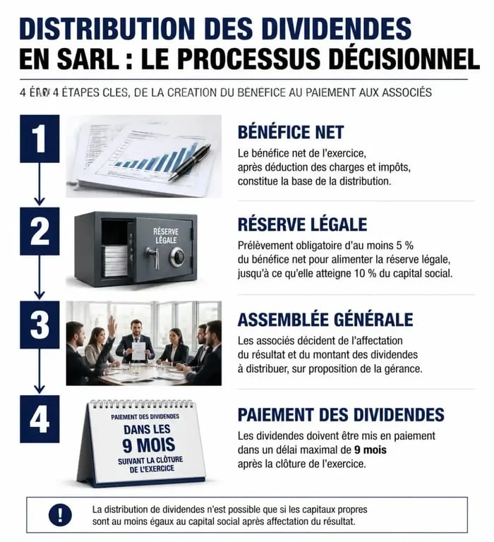 Dividendes en SARL : conditions légales, fiscalité et risques de versement 2 Processus de distribution des dividendes en SARL