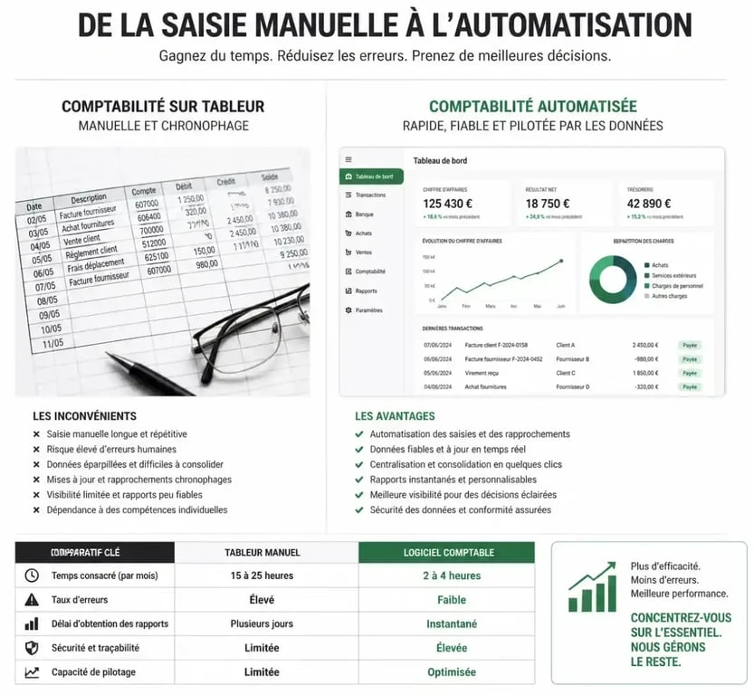 Logiciel de comptabilité pour profession libérale : automatisation, conformité et choix stratégique 2 Comparaison entre tableur et logiciel de comptabilité pour profession libérale