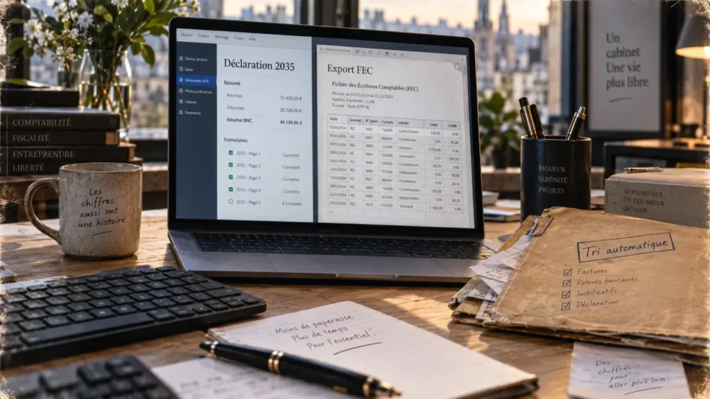 Logiciel comptabilité profession libérale : déclaration 2035 et export FEC