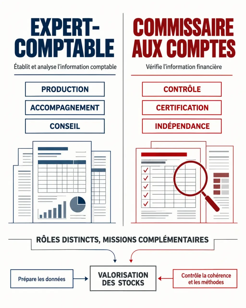 Infographie comparative expert comptable et commissaire aux comptes