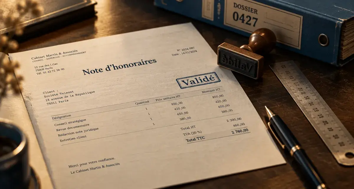 Une note d’honoraires est une facture, avec des usages professionnels distincts 1 Note d’honoraires ou facture validée sur un bureau